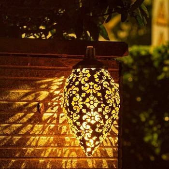 Solárne LED Marocký Závesné Svietidlo Retro Marocký Vzor Projekčnej Lampy Vonkajšie Záhradné Dekor Víla Svetla Kit