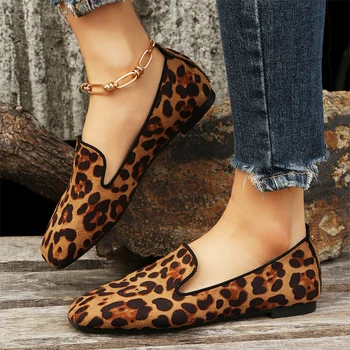 Leopard Bežné Byty Dámske Topánky Jarné Módne Vychádzkové Topánky Značky 2024 Letné Sandále Nové Šaty Mäkké Jediným Zapatillas Mujer