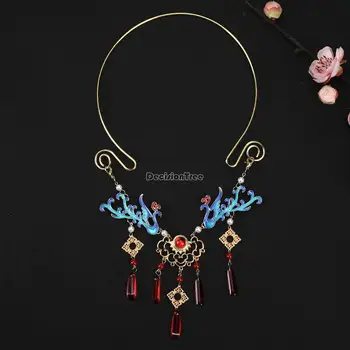 2023 starovekej čínskej štýl ženy príslušenstvo náhrdelník pearl golier čínsky retro elegantné hanfu príslušenstvo phoenix vzor s582