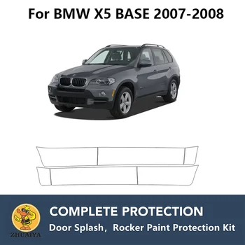 PreCut Rocker Panely Farba Ochrany Jasné Podprsenka Stráže Auta TPU PPF Pre BMW X5 BASE 2007-2008