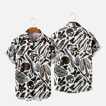 Pánske Havajské T-Shirt Pre Ženy Rose Lebky Vzor Harajuku Hombre Fashion Tričko Bežné Pláži Nadrozmerné Oblečenie 11