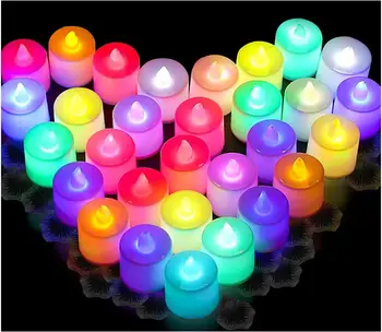 24pcs Sviečky, Svetlá, Tvorivá Farebné LED Svetlo Strany Dekoratívne Osvetlenie, Láska, Sviečky Lampy Romantický Vonkajšie Dekorácie