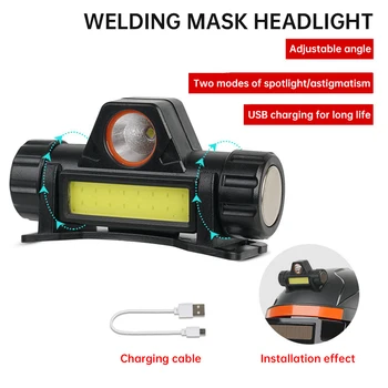 Pokrývku hlavy Astigmatizmus Lampa Zváracie Masky Svetlometu Dual Svetelný Zdroj, USB Nabíjanie pre Zváranie Spp Osvetlenie