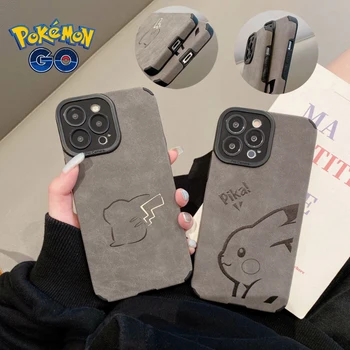 Pokémon Pikachu Silikónové Mäkké Telefón Prípade IPhone14 13 12 11 Pro Max Xs Xr 7 8 Plus Ochranné puzdro Semiš Shell Cartoon Kryt