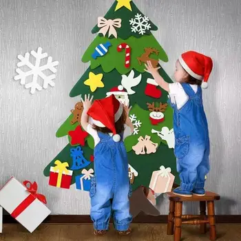 Ručné diy vianočný stromček Vymeniteľné dekoračné Cítil nástenné dekorácie na vianočný stromček Patchwork vianočný stromček, závesné dekorácie