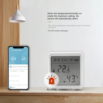 Tuya WIFI Teplota A Vlhkosť, Senzor LCD Displej Vnútorný Vlhkomer Detektor Senzor Inteligentný Život Podporu App Alexa Domovská stránka Google