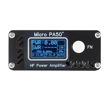Black PA50+ (PA50 Plus) 50W 3.5 Mhz-28.5 Mhz 1.3 Palcový OLED Displej Inteligentný Krátkovlnné VF Zosilňovač Nastaviť SWR Meter Filter