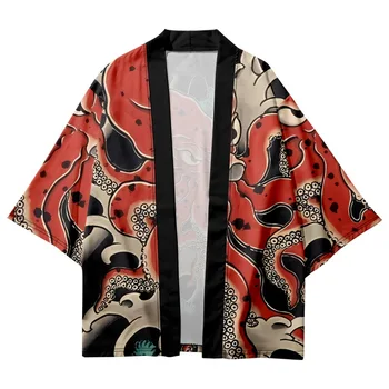 Cardigan Ženy Muži Harajuku Haori Kimono Cosplay Top Košele Yukata Župan Tlač 6XL 5XL 4XL Voľné Japonský Streetwear