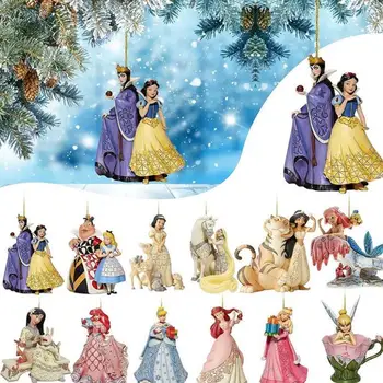 2D Disney Akčné Anime Obrázok Princezná Bábika Prívesok Vianočné Ozdoby na Vianočný Strom Ploché Visí Dekor Darček Navidad Remeslá