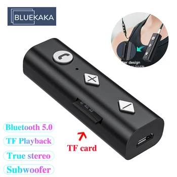 BLUEKAKA Prenosné Bluetooth 5.0 Audio Prijímač Stereo Hudby Bezdrôtový Adaptér 3,5 MM AUX TF Jack pre Súpravu do Auta pre Slúchadlá Reproduktor