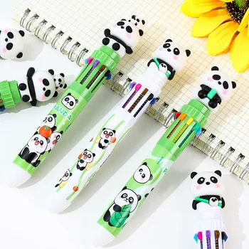 3ks/Veľa Kawaii Panda 10 Farieb Perá Multicolor Roztomilý medvedík Panda guličkové Pero, Deti Školského Úradu, Písanie, Kreslenie, Písacie potreby