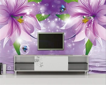 beibehang 3D Vlastné vysokej úrovni, dekoratívne maľby krásne osobnosti stenu papier fialová sen kvetinové tapety na steny 3 d