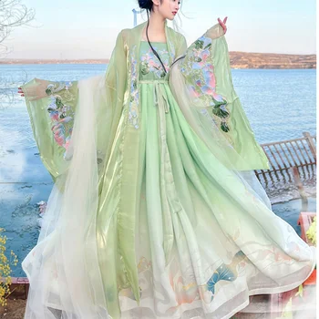 Tang Hanfu Ženy Šaty Guofeng Puzdre Tričko Elegantné Princezná Dávnych Kostým Super Víla Cosplay Fáze Výkonu Oblečenie Lady