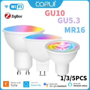 CORUI Tuya WIFI, Zigbee Smart Žiarovky GU10/GU5.3/MR16 RGB Stmievateľné LED Lampa Alexa Domovská stránka Google Alice Ovládanie Hlasom Pozornosti