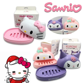Sanrio Hello Kitty Kuromi Mydlo Box Roztomilé Anime Moje Melódie Odvodnenie Rack Kúpeľňové Doplnky Mydlá Držiteľ Cestovného Soapboxes Dary