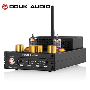 Douk Audio X1 HiFi GE5654 Vákuové Trubice Zosilňovač Bluetooth 5.0 Prijímač MM Phono Zosilňovač pre Domáce Gramofóny, Power Amp APTX-HD 160W*2