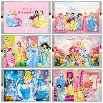 Disney Princess Hrad Dievča Narodeniny Pozadia Na Fotenie Baby Sprcha Party Dekor Fotografické Pozadie Photo Studio