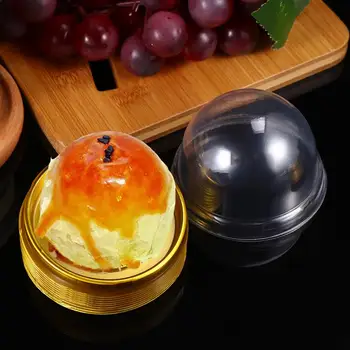 50pcs Kolo Plastové Vajce-Žĺtok Lístkového Blister Box Kontajner Mooncake Dome Boxy Pečenie Balenie Box Pečenie Okno (Zlatý Podnos)