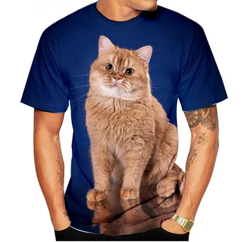 Letné Nové T-shirt Mužov 3D Vytlačené Britská Krátkosrstá Mačka-Krátke rukávy Tričko T-shirt Vytlačené T-shirt