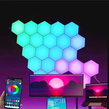 RGBIC Bluetooth LED Hexagon Svetlo Vnútorné Steny Ľahké APLIKÁCIA, Diaľkové Ovládanie, Nočné Svetlo, Počítačové Hry Izba Spálňa Posteli Dekorácie