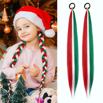 Parochňa copu vianočné farebné box vrkôčiky deti elastické lano gumička box vrkôčiky parochňu copu rozšírenia vrkôčiky