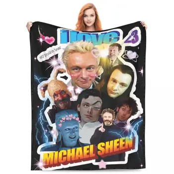 Vtipné Michael Sheen Koláž Deka Fleece Vytlačené Vintage Štýl, Útulné Super Mäkké Hodiť Deka na Posteľ Office Deka