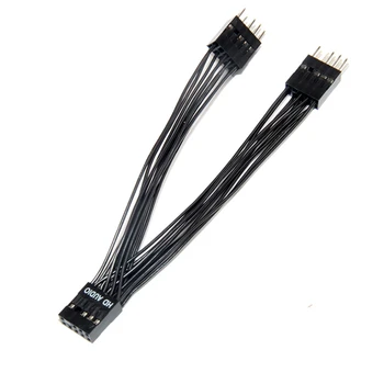 Základná doska Audio HD Predlžovací Kábel 9Pin 1 Žena 2 Male Y Rozdeľovací Kábel Čierny pre PC DIY 10 cm