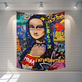 Hippie Gobelín Steny Výzdoba Miestnosti Dekorácie Doplnky, Zábavné Gobelín Deka Goth Krby Tém Mona Lisa je Úsmev