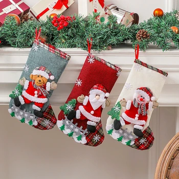 Nový Rok Vianočná Pančucha Vrece Vianočný Darček Candy Bag Vianočné Dekorácie pre Domov Navidad Ponožka Krb Vianočný Strom Decor