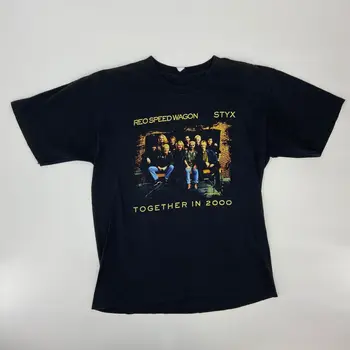 REO Speedwagon Styx Black Spolu V roku 2000 Rockový Koncert T-shirt T1962