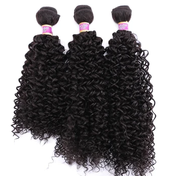 Kinky Afro Kučeravé Syntetické Vlasy Zväzky 16 18 20 Palcov 70G Jerry Curl Vlna Vlákniny predlžovanie Vlasov pre Ženy Čierna