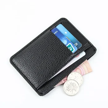 Kreatívne Jednoduché PU Mini Card Taška Litchi Vzor Ultra-tenké Multi-funkčné Držiteľa Karty Dokumentu Taška