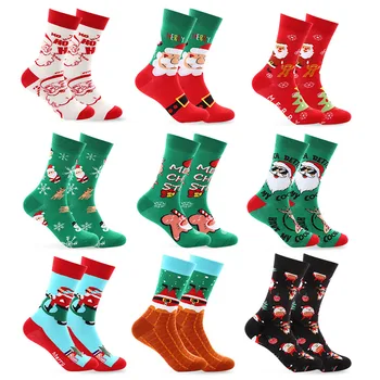 1pair Polovice Trubice Bavlna Vianočné Ponožky Santa Claus Strom Snowflake Elk Priedušná Posádky Ponožky Muž Žena Zábavné Hip Hop pančuchový tovar