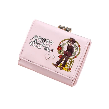 Wc-viazané Hanako-kun Kawaii Mince Peňaženky Anime ID Držiteľa Karty Ženy Ružová Pu Kožené Peňaženky Peniaze Tašky Dievčatá Spojka Ruky Tašku