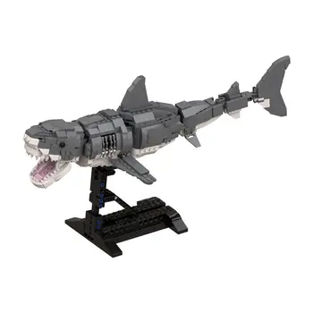Biely Žralok Model so Stojanom 1:11 Rozsahu 728 Kusov Budovy Hračky Nastaviť MOC Budovať