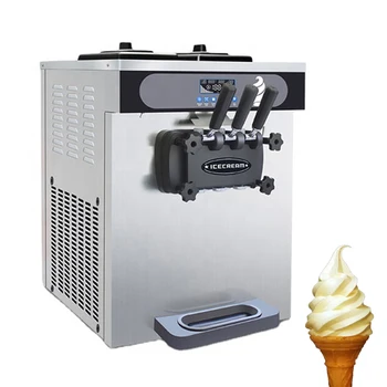 Obchodné Soft Ice Cream Stroj 3 Príchute Ploche Pohár Zmrzliny Automat Elektrické Ľad Objaví Stroj