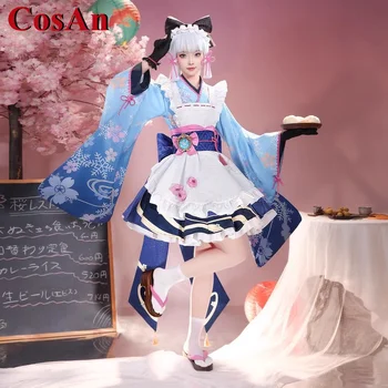 CosAn Hra Genshin Vplyv Kamisato Ayaka Cosplay Kostým Gorgrous Sladké Kimono Slúžka Šaty Činnosť Strany Úlohu Hrať Oblečenie