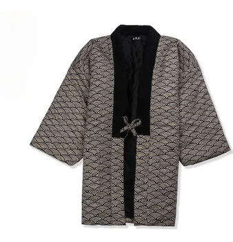 Hanten Bunda Mužov Čalúnená Bavlna Zimné Japonské Vintage Kimono Cardigan Tradičné Top Warmwear Ázie, Domáce Oblečenie, Pyžamá