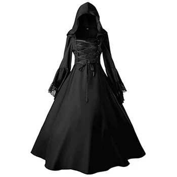 2021 Nové Halloween Vintage Kapucňou Stredoveké Šaty Pre Ženy Dlho Horela Rukávy Gotické A Renesančné Módne Halloween Kostým