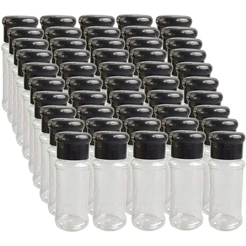 50Pcs Prázdne Plastové Korenie Fľaše Pre Ukladanie Grilovacie Korenie Soľ Korenie Atď. 100 ml / 3.3 Oz,Čierna