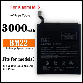  BM22 3000mAh Batérie Pre Xiao Mi 5 Mi5 M5 BM22 Vysokej Kvality Telefón Náhradné Batérie + Nástroje