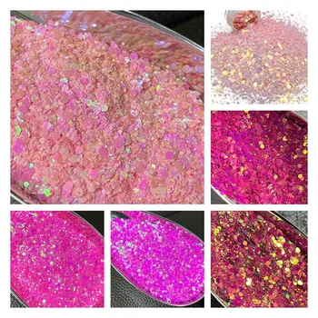 50g Ružový Lesk Veľkoobchod Hexagon Mix Veľkosť Charms Flitrami Prášok Pre Pohára Pohár Remesiel Živicové Nechty Tvár, Telo, Vlasy