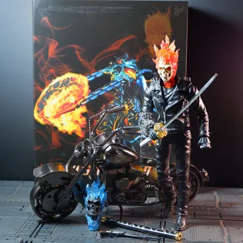 marvel Ghost Rider 9 palcový lebky Plameň motocykel svetelný model môže robiť hračka muž, chlapec hračka zliatiny motocykel kĺby môžu pohybovať