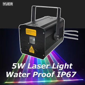 NOVÉ Profesionálne Vody Dôkaz IP65 5W RGB DMX Animácie Lúč Skener Fáze Laserové Svetlo Projektora DJ, Disco Svetlá Vonkajšie Park