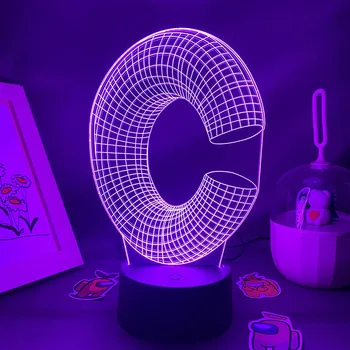 Písmeno C 3D LED Neon Lávové Lampy Farebné Narodeninám Darčeky Pre Priateľov Dieťa Dieťa Kawai Spálňa Tabuľka Dekor Písmeno C Nočné Osvetlenie