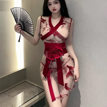 Sexy Motýľ Kimono Šaty Žien Tradičné Transparentné Minisukňu Japonskej Módy Pohľadu Pokušenie, Cosplay Kostýmy