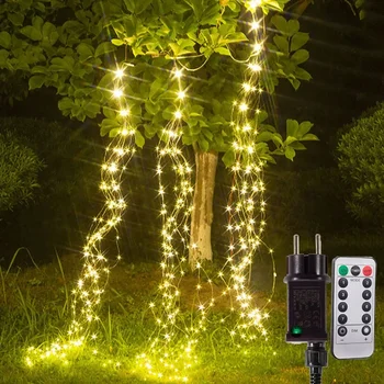 3IN1 600 LED Firefly Banda Svetlá Strom Pobočky Viniča Svetlo Vonkajšie Medený Drôt Vodopád String Svetlo Vianočné Rozprávky Svetlo