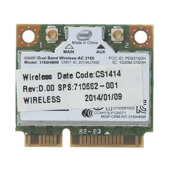 Mini PC-E Wireless-AC Sieťová Karta, 3160HMW Bluetooth-kompatibilné 433Mbps 2.4 / 5 GHz Dual-Band Wireless LAN Karty Dropship